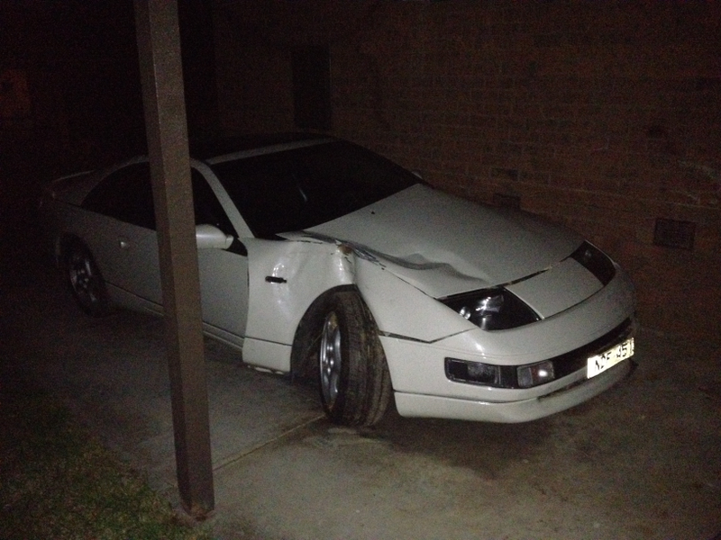 The fender hit a tree